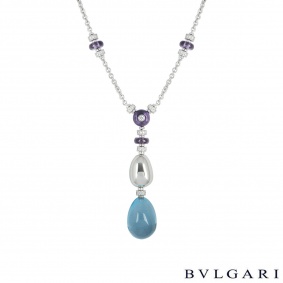 Bvlgari White Gold Diamond & Multi-Gem Mediterranean Eden Necklace CL855840 Bvlgari White Gold Diamond & Multi-Gem Mediterranean Eden Necklace CL855840